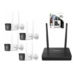 Combo Hikvision NVS Wifi 6 + 4 camaras bullet 2MP + MicroDS 512GB